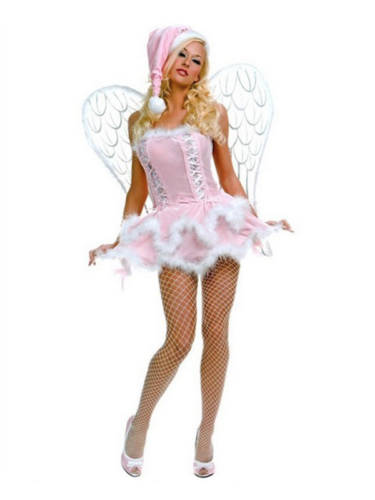 Disfraz Angel Rosado Terciopelo